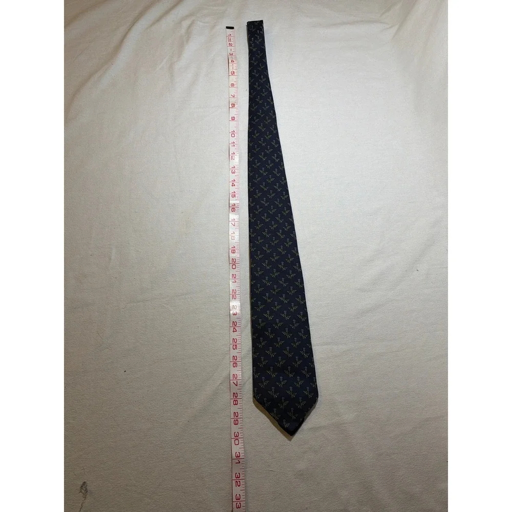Beaufort The Rack Silk Tie Mens Navy Blue Purple Thistle Floral Made in Italy